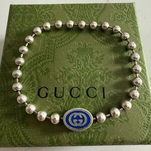 Gucci Silver and Blue Bracelet size 18